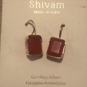 Beautiful caneloan onyx stone earrings, never worn. Warm orange tone.